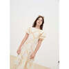 Idara Floral Print Round Neck Short Puff Sleeve Dress, Cream - Dresses - 2