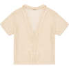 Women's Lia Knit 3-Herringbone Strap Closure Short Sleeve Shirt, Cream - Blouses - 4