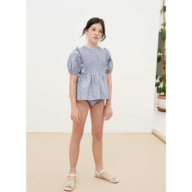Albertina Floral Print Smock Waist Panty, Blue - Pants - 2