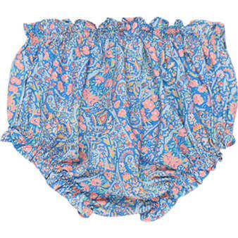 Albertina Floral Print Smock Waist Panty, Blue - Pants - 3