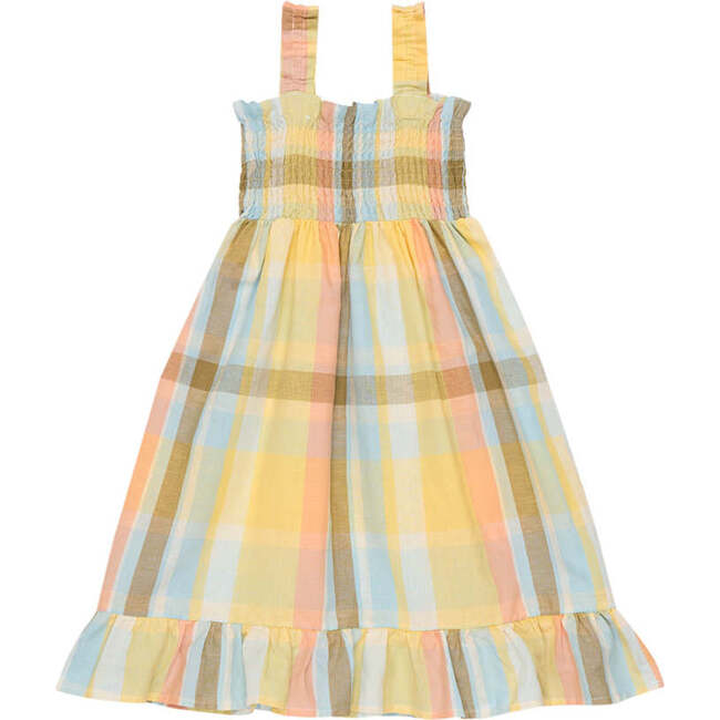 Roberta Check Shoulder Strap Below Knee Smock Dress, Multicolors - Dresses - 1