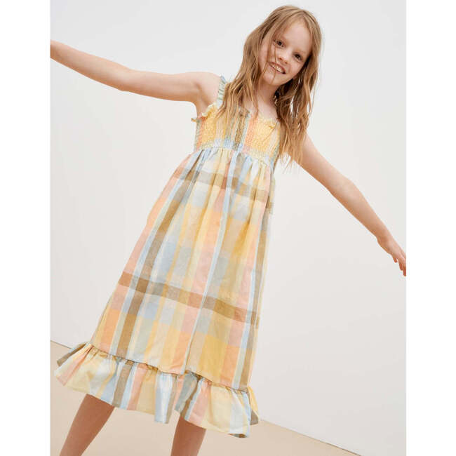 Roberta Check Shoulder Strap Below Knee Smock Dress, Multicolors - Dresses - 4