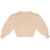 Gia Knit V-Neck Ribbed Cuff Balloon Sleeve Buttoned Jacket, Beige - Sweaters - 2
