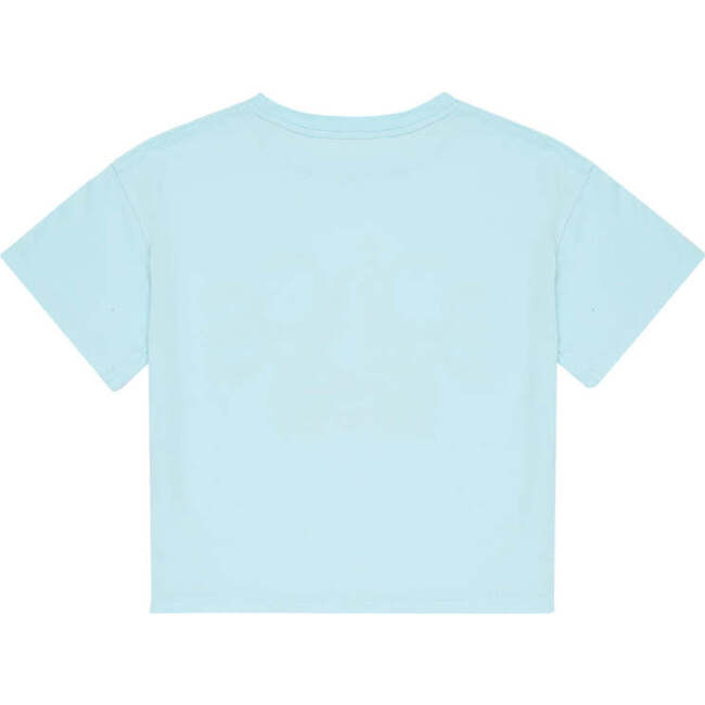 Lapace Print Round Neck Crop Shoulder Short Sleeve Tee, Blue - T-Shirts - 2