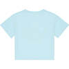 Lapace Print Round Neck Crop Shoulder Short Sleeve Tee, Blue - T-Shirts - 2