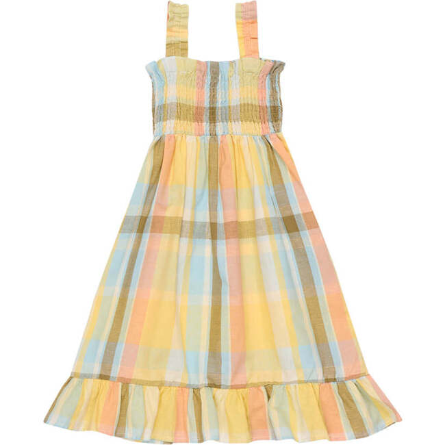 Roberta Check Shoulder Strap Below Knee Smock Dress, Multicolors - Dresses - 5