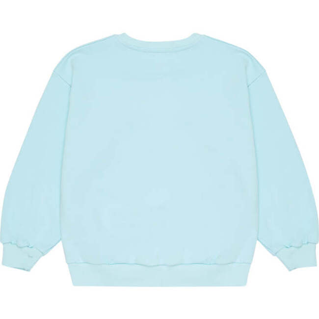 Lapace Print Round Neck Crop Shoulder Long Sleeve Sweater, Blue - Sweaters - 2
