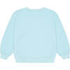 Lapace Print Round Neck Crop Shoulder Long Sleeve Sweater, Blue - Sweaters - 2