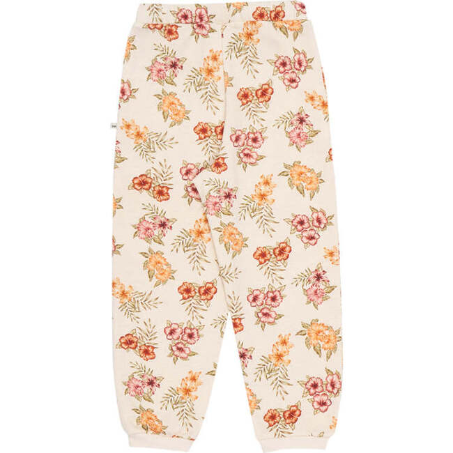 Giotto Floral Print Lateral Seam Pockets Jogging Pants, Beige - Pants - 3