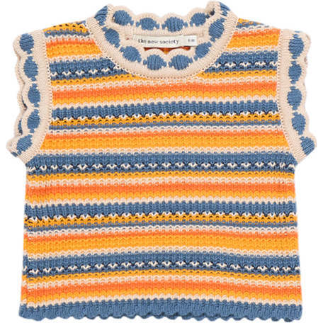 Marco Knit Striped Crew Neck Sleeveless Top, Multicolors
