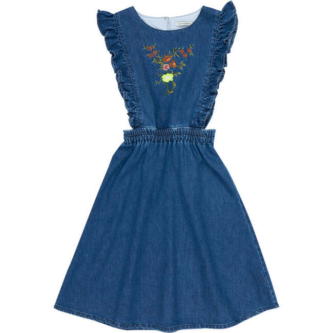 Allegria Special Ruffle Shoulders Long Pinafore, Blue