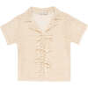 Lia Knit 3-Herringbone Strap Closure Short Sleeve Shirt, Cream - Shirts - 1 - thumbnail