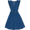 Allegria Special Ruffle Shoulders Long Pinafore, Blue - Dresses - 2