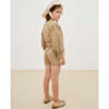 Gabriella V-Neck Short Sleeve Short Belted Jumpsuit, Tan - Rompers - 3