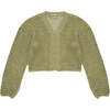 Turi Knit Ribbed V-Neck And Cuff Long Sleeve Jacket, Green - Jackets - 1 - thumbnail