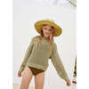 Turi Knit Round Neck Ribbed Cuff Long Sleeve Jumper, Green - Sweatshirts - 2