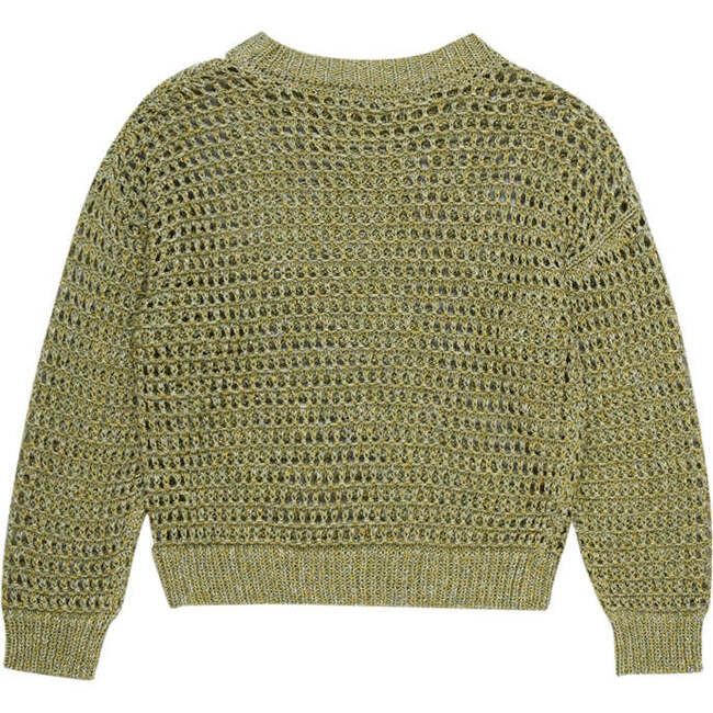 Turi Knit Round Neck Ribbed Cuff Long Sleeve Jumper, Green - Sweatshirts - 3