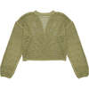 Turi Knit Ribbed V-Neck And Cuff Long Sleeve Jacket, Green - Jackets - 3