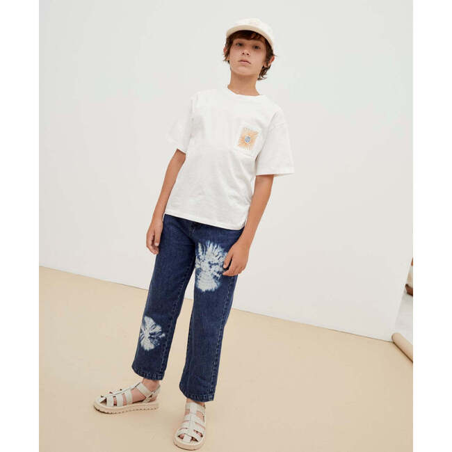 Dante Positional Tie-Dye Regular Fit Crop Denim Pant, Blue - Pants - 2