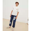 Dante Positional Tie-Dye Regular Fit Crop Denim Pant, Blue - Pants - 2
