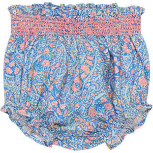 Baby Albertina Floral Print Smock Waist Bloomer, Blue