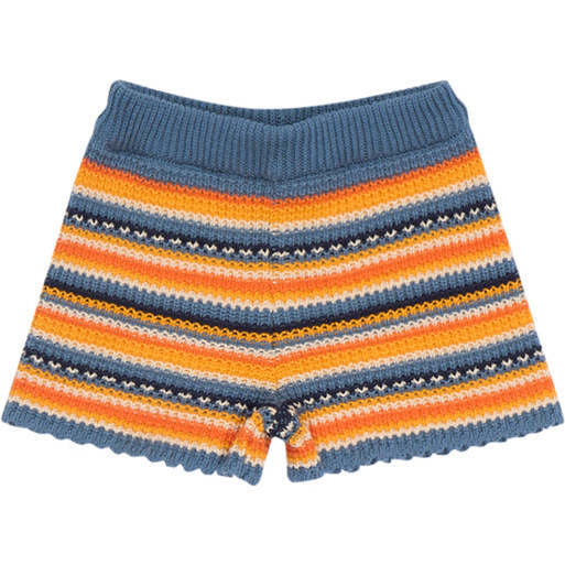 Baby Marco Knit Striped Elasticated Waist Short, Multicolors