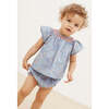 Baby Albertina Floral Print Short Sleeve Smock Blouse, Blue - Blouses - 2