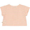 Baby Petra Gingham Round Neck Short Sleeve Buttoned Shirt, Pink - T-Shirts - 4