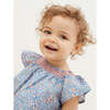 Baby Albertina Floral Print Short Sleeve Smock Blouse, Blue - Blouses - 3