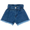 Baby Allegria High Waist Ripped Hem Buttoned Denim Short, Blue - Shorts - 1 - thumbnail