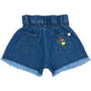 Baby Allegria High Waist Ripped Hem Buttoned Denim Short, Blue - Shorts - 3