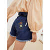 Allegria High Waist Ripped Hem Buttoned Denim Short, Blue - Shorts - 3