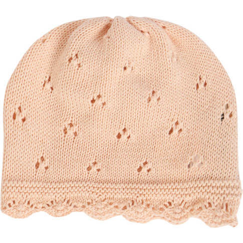 Baby Cleo Knit Eyelet Scalloped Hat, Pink