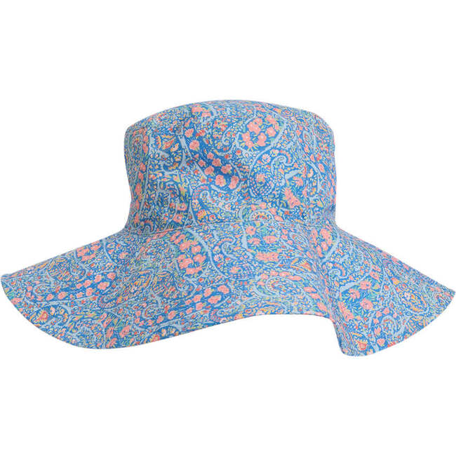 Albertina Floral Print Long Brim Hat, Blue