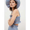 Albertina Floral Print Long Brim Hat, Blue - Hats - 2