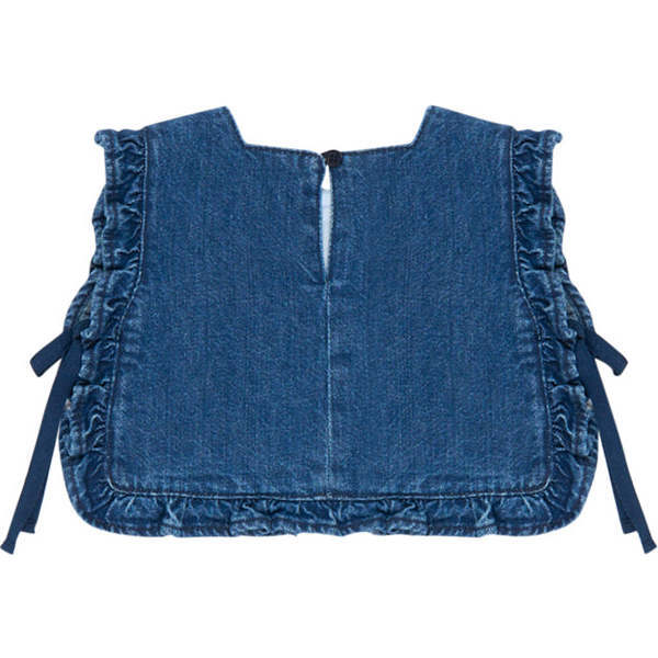 Baby Allegria Ruffle Shoulders Front Embroidered Top, Blue - Tank Tops - 3
