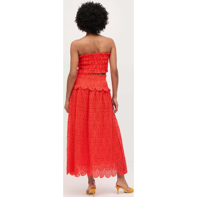 The Women's Scallop Lace Delphine Nap Skirt, Poppy Red Scallop Lace - Skirts - 3