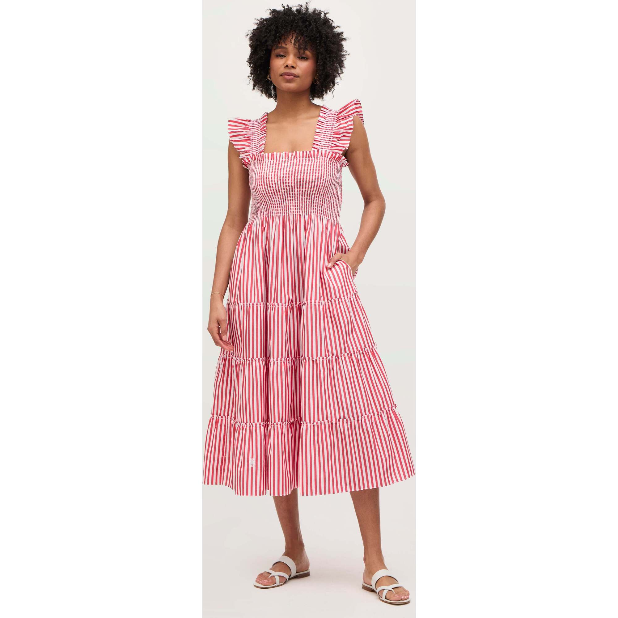 The Women's Ellie Nap Dress, Cherry Stripe - Hill House Home