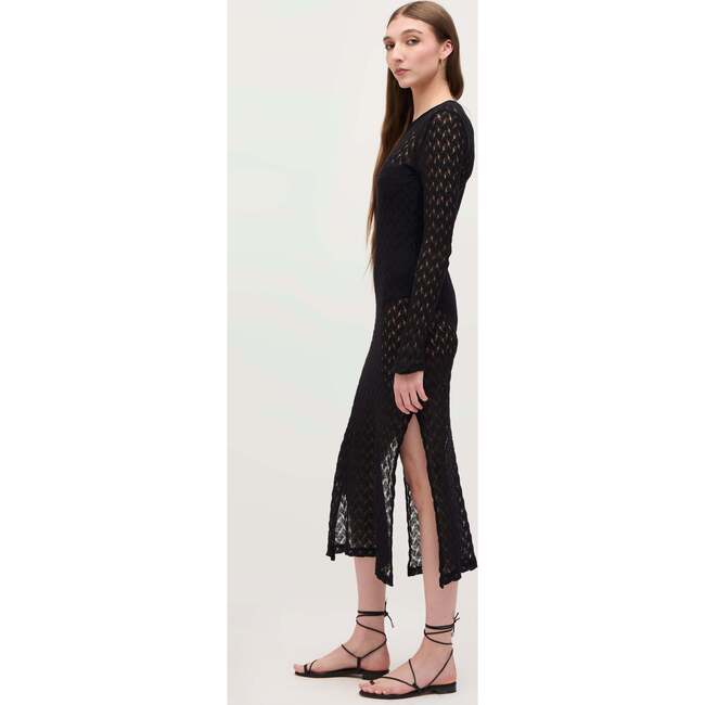 The Women's Enzo Dress, Black Raschel Knit - Dresses - 3