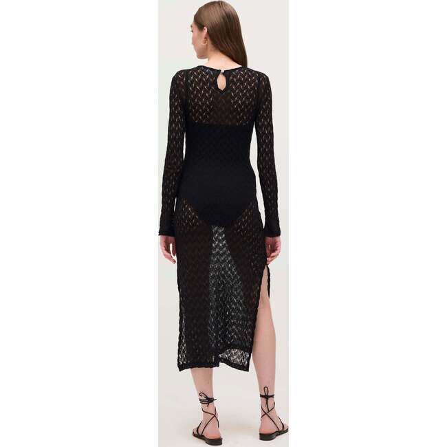 The Women's Enzo Dress, Black Raschel Knit - Dresses - 4