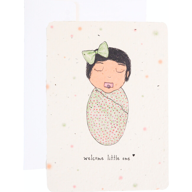 Plantable Green Bow Welcome Baby Card