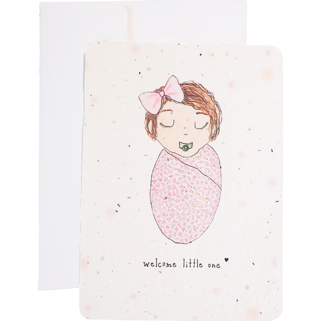 Plantable Pink Bow Welcome Baby Card
