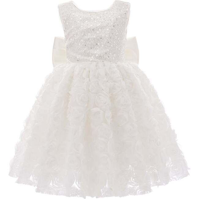 Kreisler Sequin Bow Dress, White - Dresses - 1