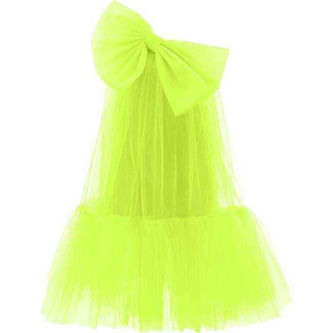 Maggi Neon Bow Tulle Dress, Green - Dresses - 1