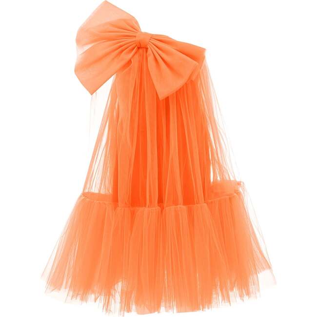 Maggi Neon Bow Tulle Dress, Orange - Dresses - 1