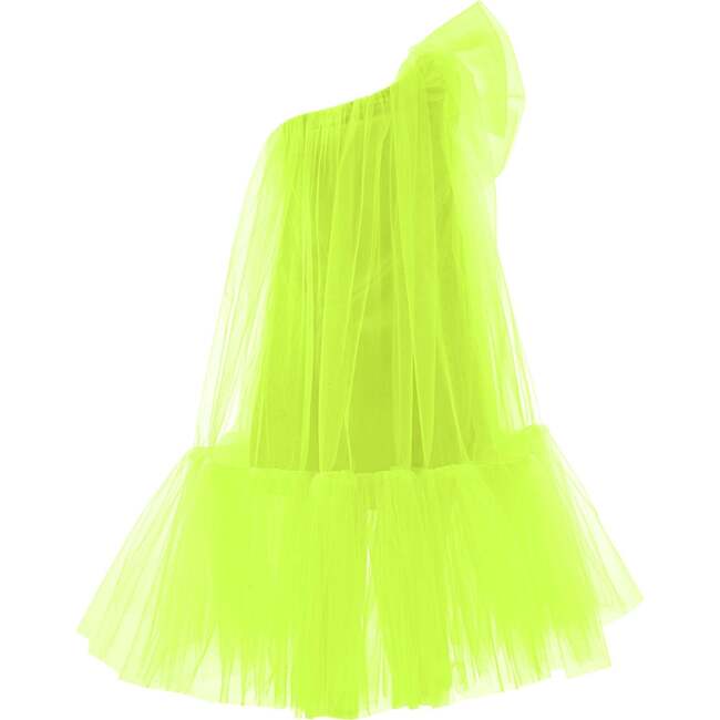 Maggi Neon Bow Tulle Dress, Green - Dresses - 2