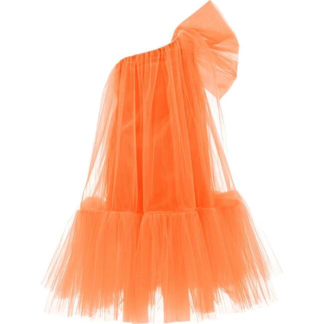 Maggi Neon Bow Tulle Dress, Orange - Dresses - 2
