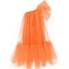 Maggi Neon Bow Tulle Dress, Orange - Dresses - 2