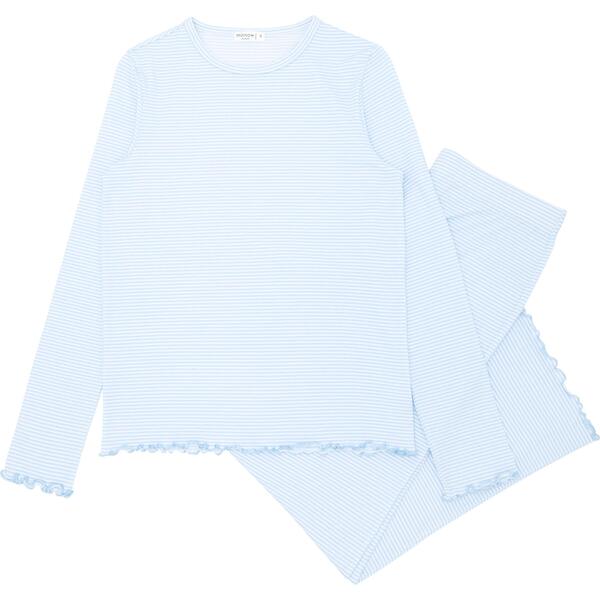 Women's Powder Blue Stripe Pima Pajamas Set Minnow Basics