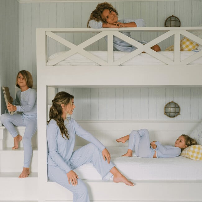 Women's Powder Blue Stripe Pima Pajamas Set - Pajamas - 5